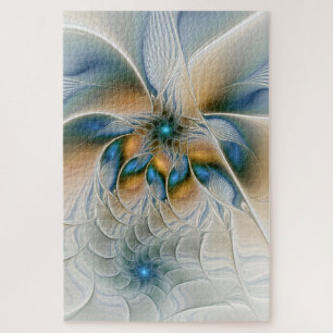 Puzzle Art fractal abstrait et aérien avec du bleu