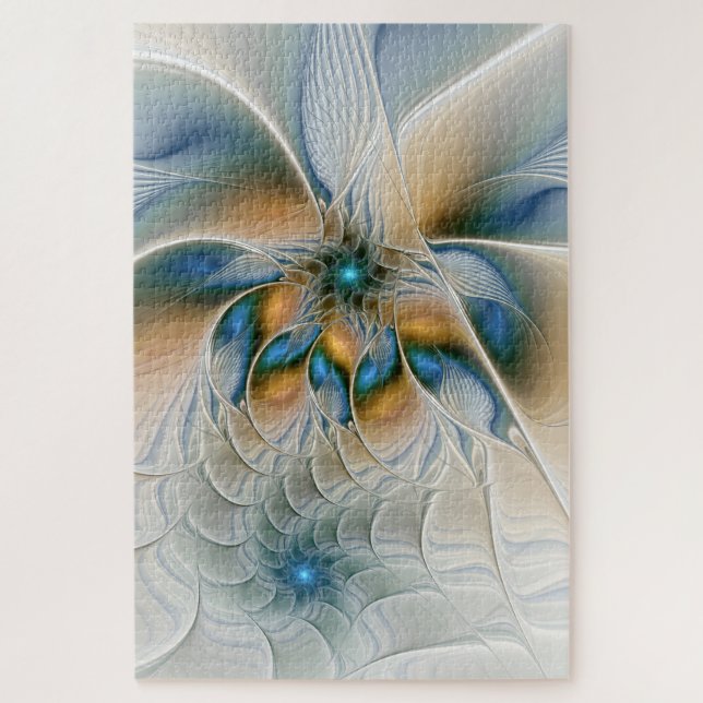 Puzzle Art fractal abstrait et aérien avec du bleu (Vertical)