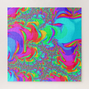 Puzzle Art fractal arc-en-ciel néon vibrant rétro défoncé