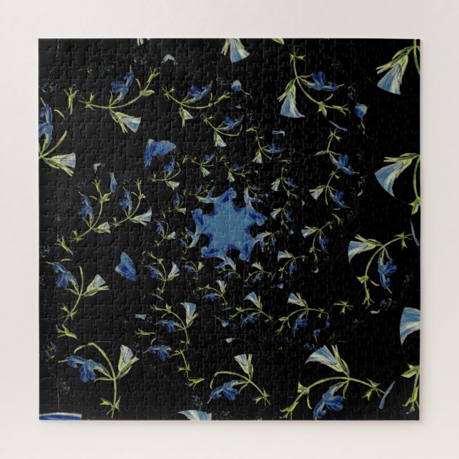 Puzzle Art fractal bleu et noir Sage (Vertical)
