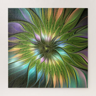 Puzzle Art Fractal Fleur Imaginaire Coloré Lumineux