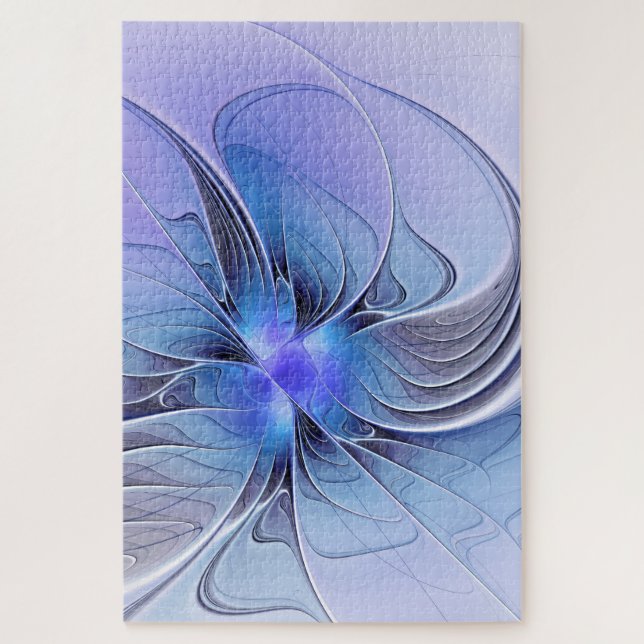 Puzzle Art fractal moderne abstrait bleu lavande (Vertical)