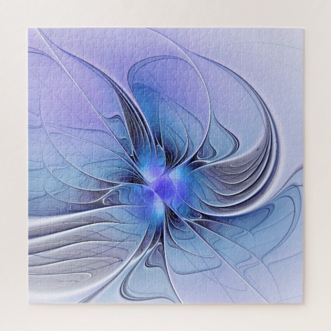 Puzzle Art fractal moderne abstrait bleu lavande (Vertical)