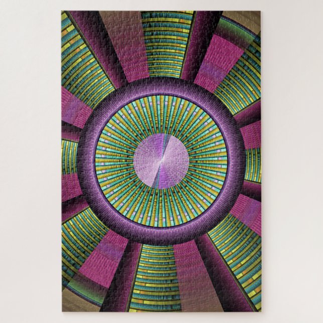 Puzzle Art Fractal Moderne Rond Et Coloré (Vertical)