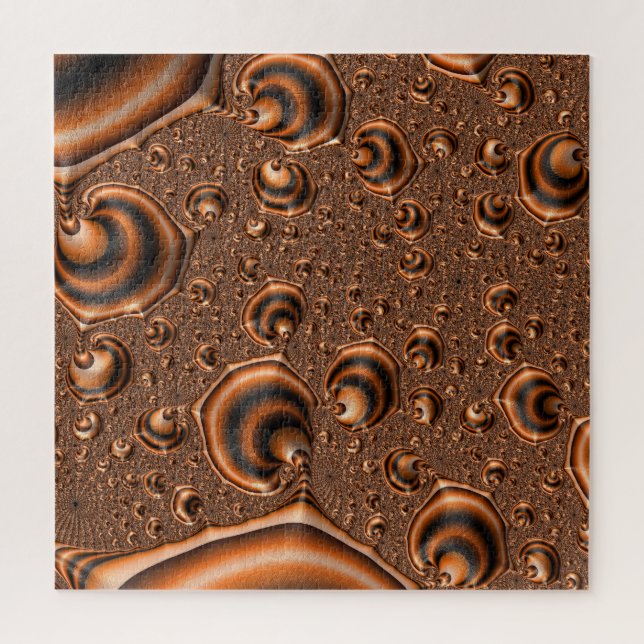 Puzzle Art fractal orange noir en spirale funky trippy (Vertical)