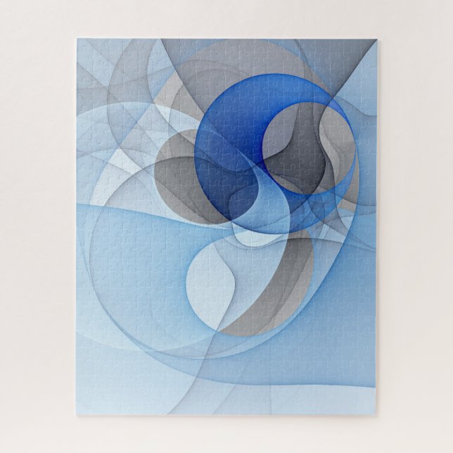 Puzzle Art graphique fractal abstrait bleu gris moderne (Vertical)