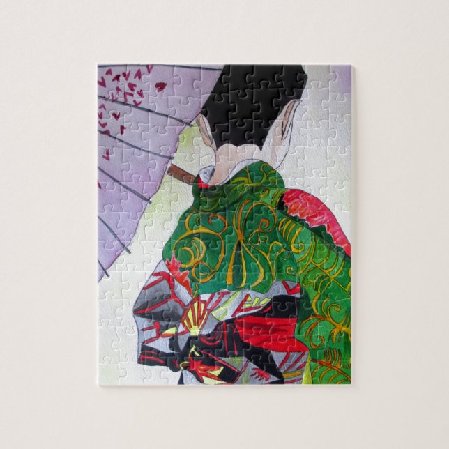 Puzzle Art japonais de geisha avec le kimono et le (Vertical)