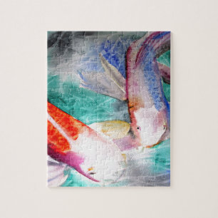 Puzzle Art japonais pour aquarelle de poissons de Koi de