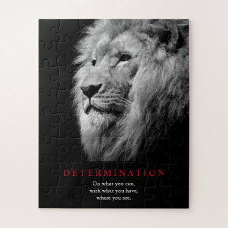 Puzzle Art Lion de détermination motivationnelle noir et