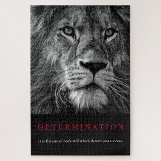 Puzzle Art Lion de détermination motivationnelle noir et