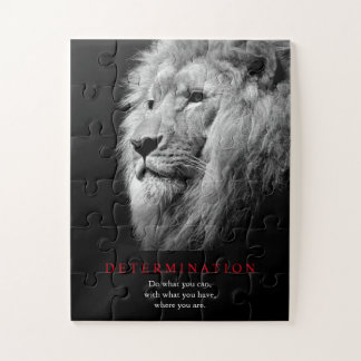 Puzzle Art Lion de détermination motivationnelle noir et