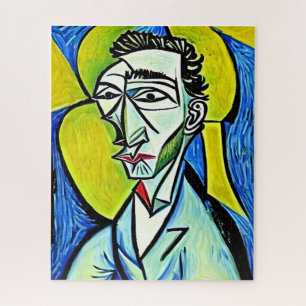 Puzzle ART MAN bleu jaune couleurs vives amusant portrait