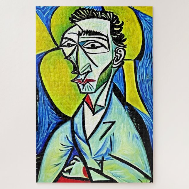 Puzzle ART MAN bleu jaune vif confrère abstrait (Vertical)