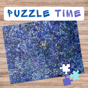 Puzzle Art marbling Février bleu profond rose - difficile