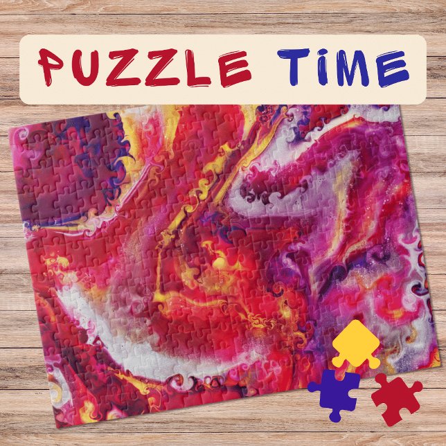 Puzzle Art marbling Juillet chaud rouge blanc crème - dif (Créateur téléchargé)