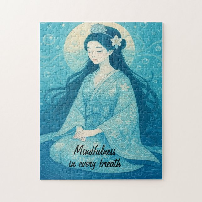 Puzzle Art méditation zen Mindfult Yoga Bleu Custom (Vertical)
