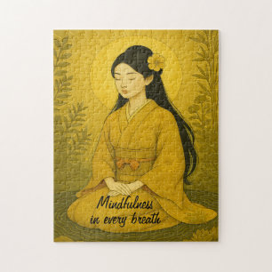 Puzzle Art méditation zen Mindfult Yoga Yellow Custom