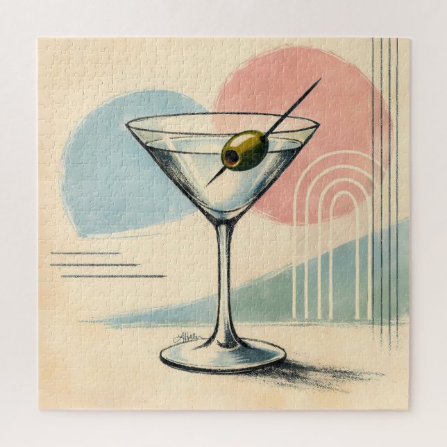 Puzzle Art minimaliste pastel martini moderne du milieu d (Vertical)