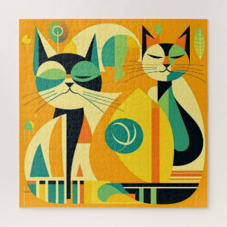 Puzzle Art moderne des chats du milieu du siècle : formes