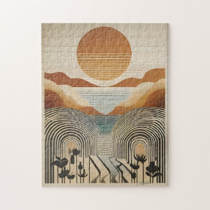 Puzzle Art Moderne du Milieu du Siècle Coucher de soleil
