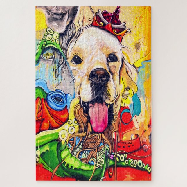 Puzzle Art Moderne Golden Retriever Street (Vertical)