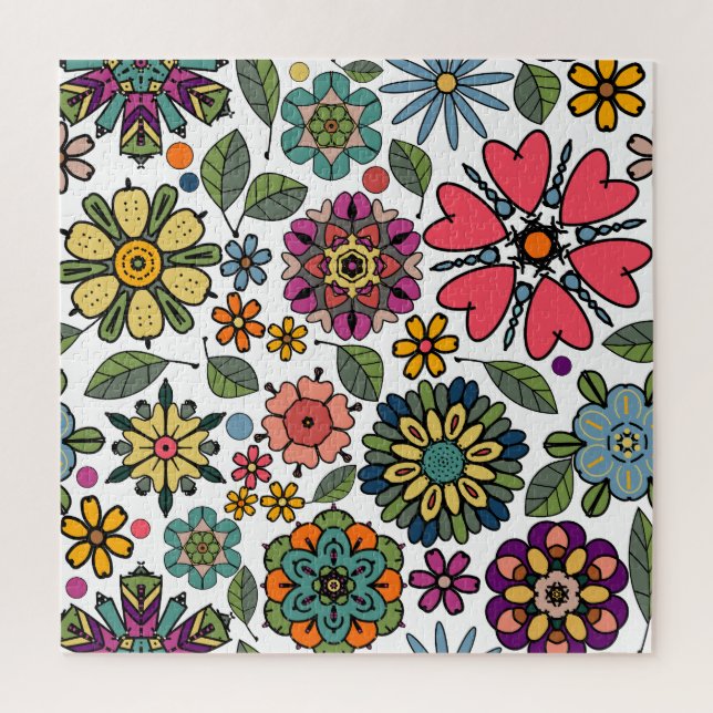 Puzzle Art Motif moderne Retro Floral Dessin (Vertical)