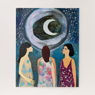Puzzle Art Mystique   Femmes regardant la Lune