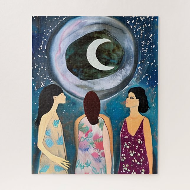 Puzzle Art Mystique | Femmes regardant la Lune (Vertical)