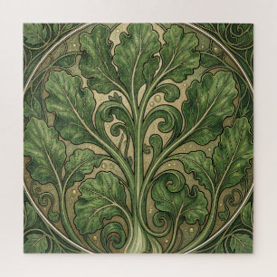 Puzzle Art nouveau de chou frisé vert orné