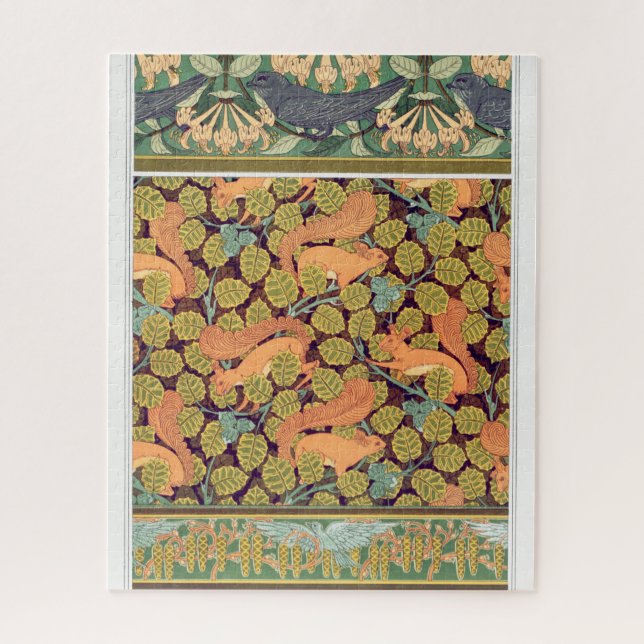 Puzzle Art nouveau écureuil automne floral textile art (Vertical)