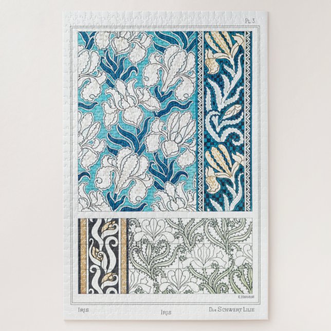 Puzzle Art nouveau iris lilerie floral art (Vertical)