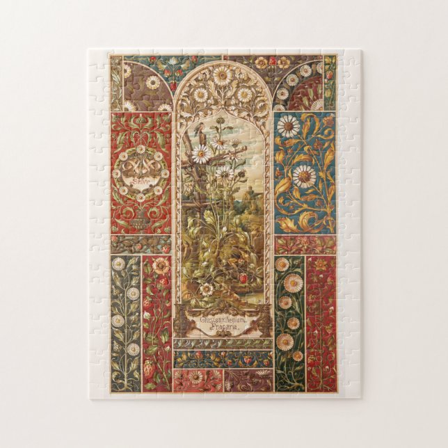 Puzzle Art nouveau motif floral aster feuilles (Vertical)