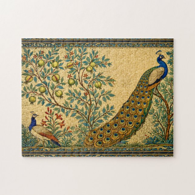 Puzzle Art Nouveau Peacock Botanical Illustration  (Horizontal)