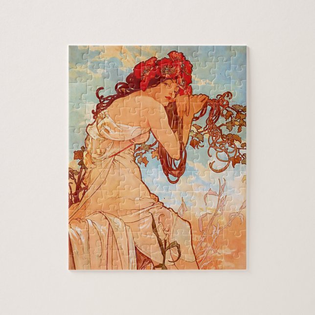 Puzzle Art Nouveau Poster by Alphonse Mucha - Summer Girl (Vertical)