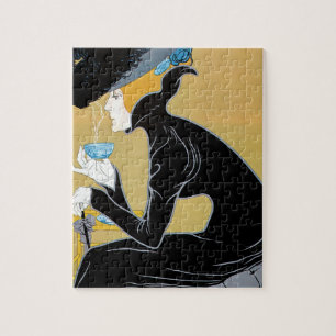 Puzzle Art Nouveau vintage, Dame buvant du thé Marco Polo