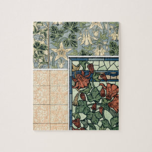 Puzzle Art Nouveau vintage, fleurs de Columbine Aquilegia