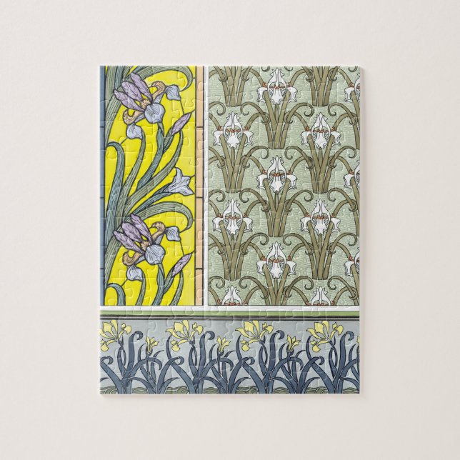 Puzzle Art Nouveau vintage, Jardin Iris Fleurs (Vertical)