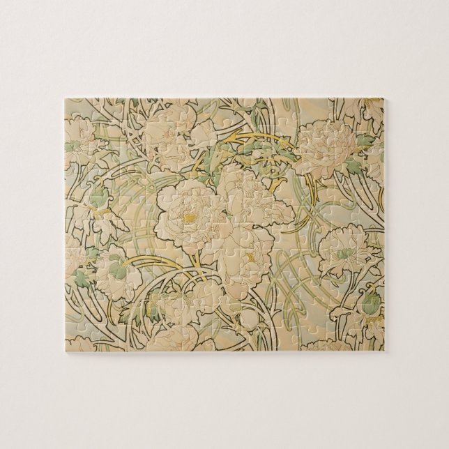 Puzzle Art Nouveau vintage, Peonies d'Alphonse Mucha (Horizontal)