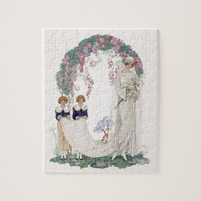 Puzzle Art Nouveau Wedding Illustration – Vintage Bridal  (Vertical)