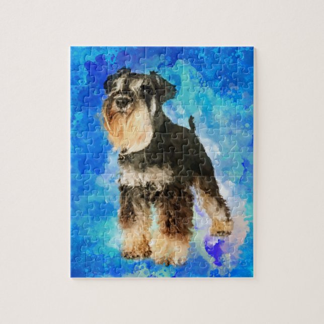 Puzzle Art numérique d'aquarelle de Schnauzer miniature (Vertical)
