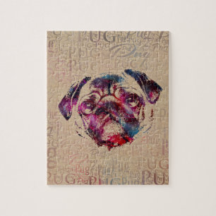 Puzzle Art numérique de chien de carlin