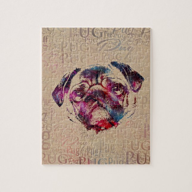 Puzzle Art numérique de chien de carlin (Vertical)