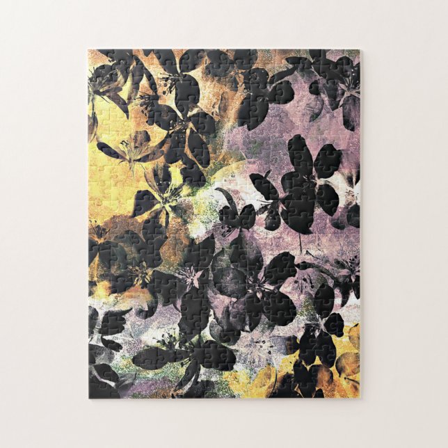Puzzle Art numérique fleuri motif à fleurs rose jaune (Vertical)