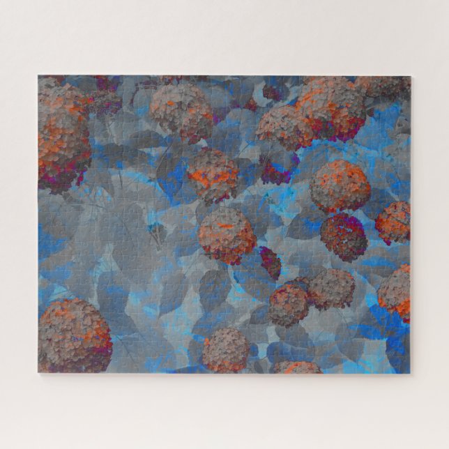 Puzzle Art numérique motif de fleurs de couleur orange bl (Horizontal)