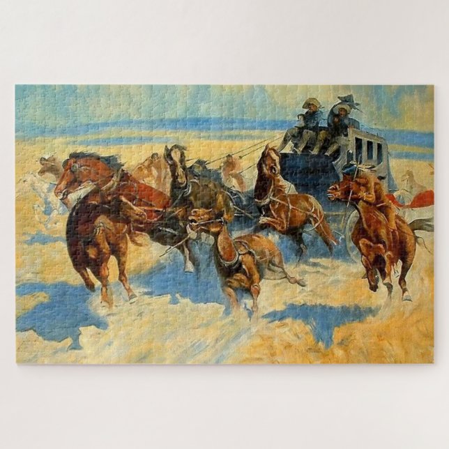 Puzzle Art occidental « Abattre le cheval de tête » (Horizontal)