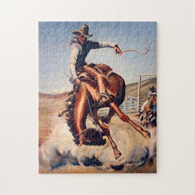 Puzzle Art occidental "Bucking Bronco" par Will James (Vertical)