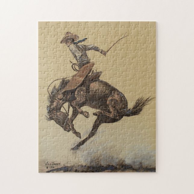 Puzzle Art occidental "Bucking Horse" par Will James (Vertical)