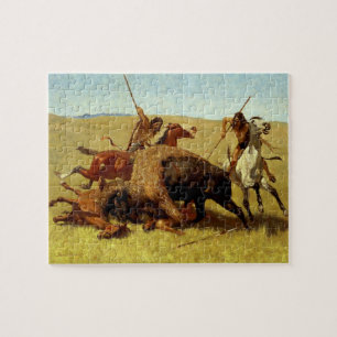 Puzzle Art occidental de Frederic Remington “Chasse au bu