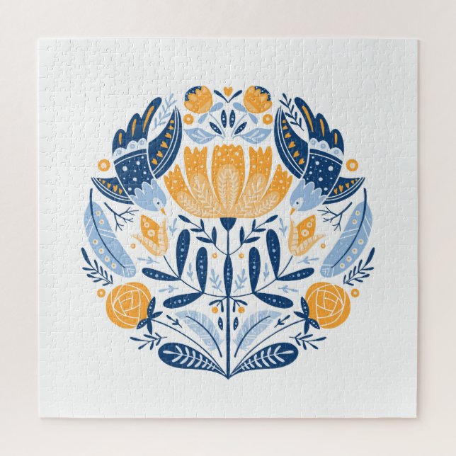 Puzzle Art populaire scandinave ornement floral (Vertical)
