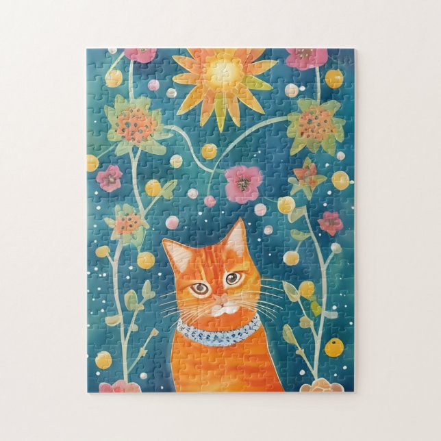 Puzzle Art populaire Whimsical Tabby Cat (Vertical)